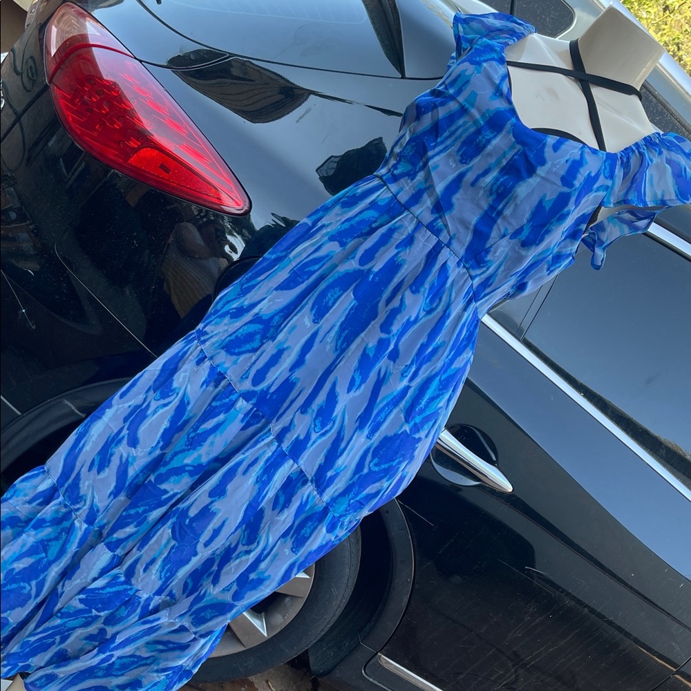 Blue Patterned Maxi Dress - Women's Summer Dress